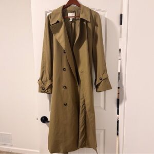 H&M Olive Green Double-Breasted Trench Coat
